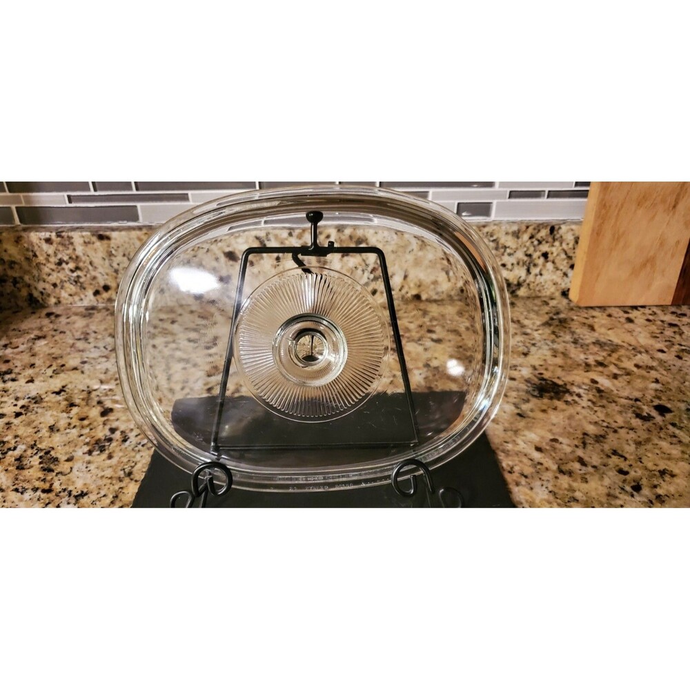 Vintage 21 Pyrex Clear Glass Oval Replacement Lid - DC 1.5C Ribbed By Handle